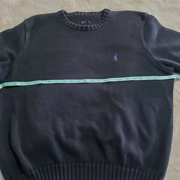 Vintage Polo Ralph Lauren Cotton Knit Crewneck Sweater, Black Preppy Cotton XL - Picture 8 of 8